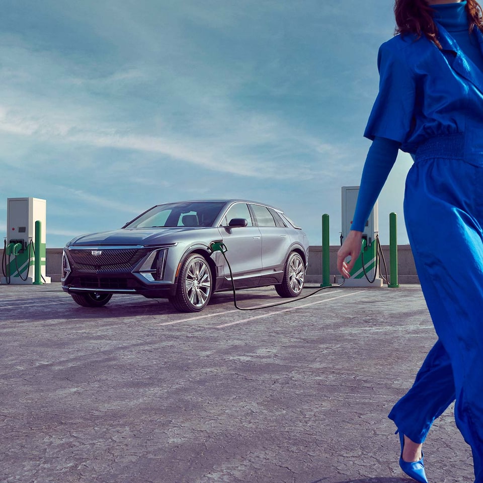 Driver Walks Away from Charging 2023 Cadillac LYRIQ Electric Luxury SUV