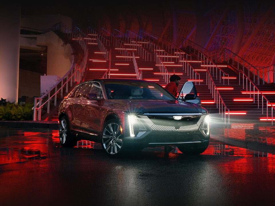 The Satin Steel Metallic Cadillac LYRIQ in a Mesmerizing Showroom